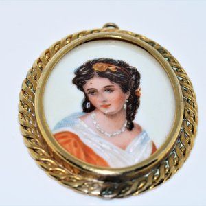 Antique Limoges Portrait Pendant